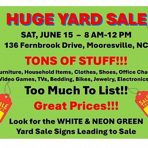 Yard sale photo in Mooresville, NC
