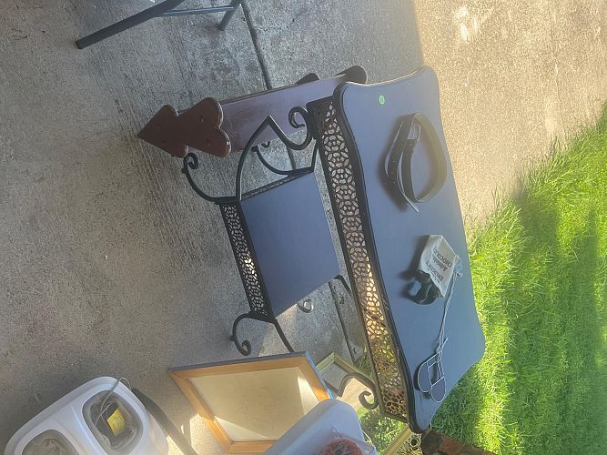 Yard sale with a lot of stuff photo
