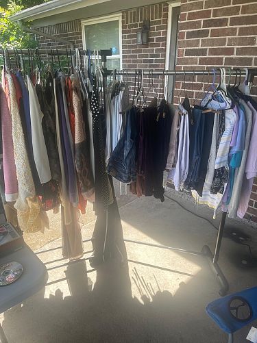 Yard sale with a lot of stuff photo