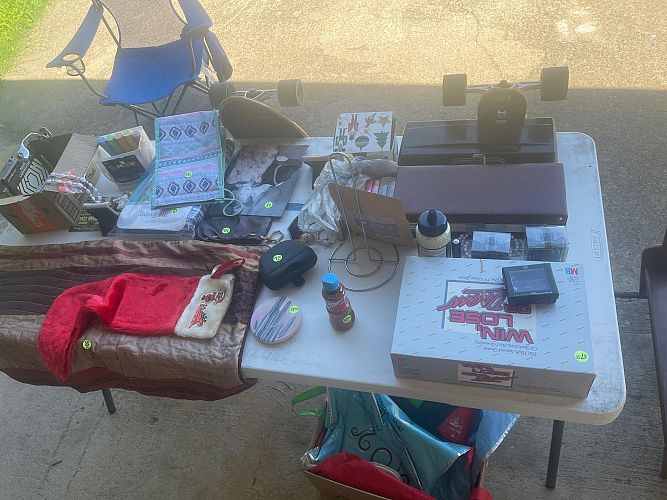 Yard sale with a lot of stuff photo