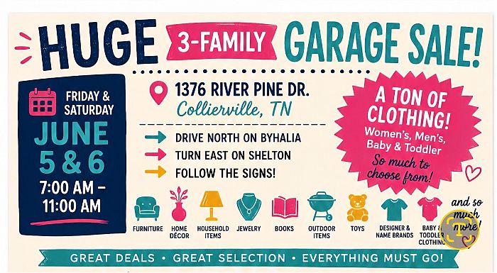 HUGE 3-FAMILY GARAGE SALE! photo