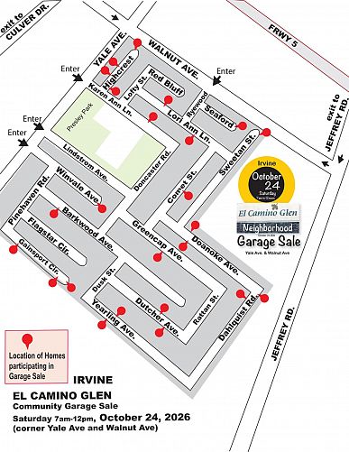 ***22+ Homes in El Camino Glen Community Garage Sale Oct 24, Saturday 7am cover
